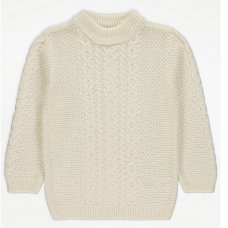 GX429: Cream High Neck Cable Knit Jumper (1-6 Years)